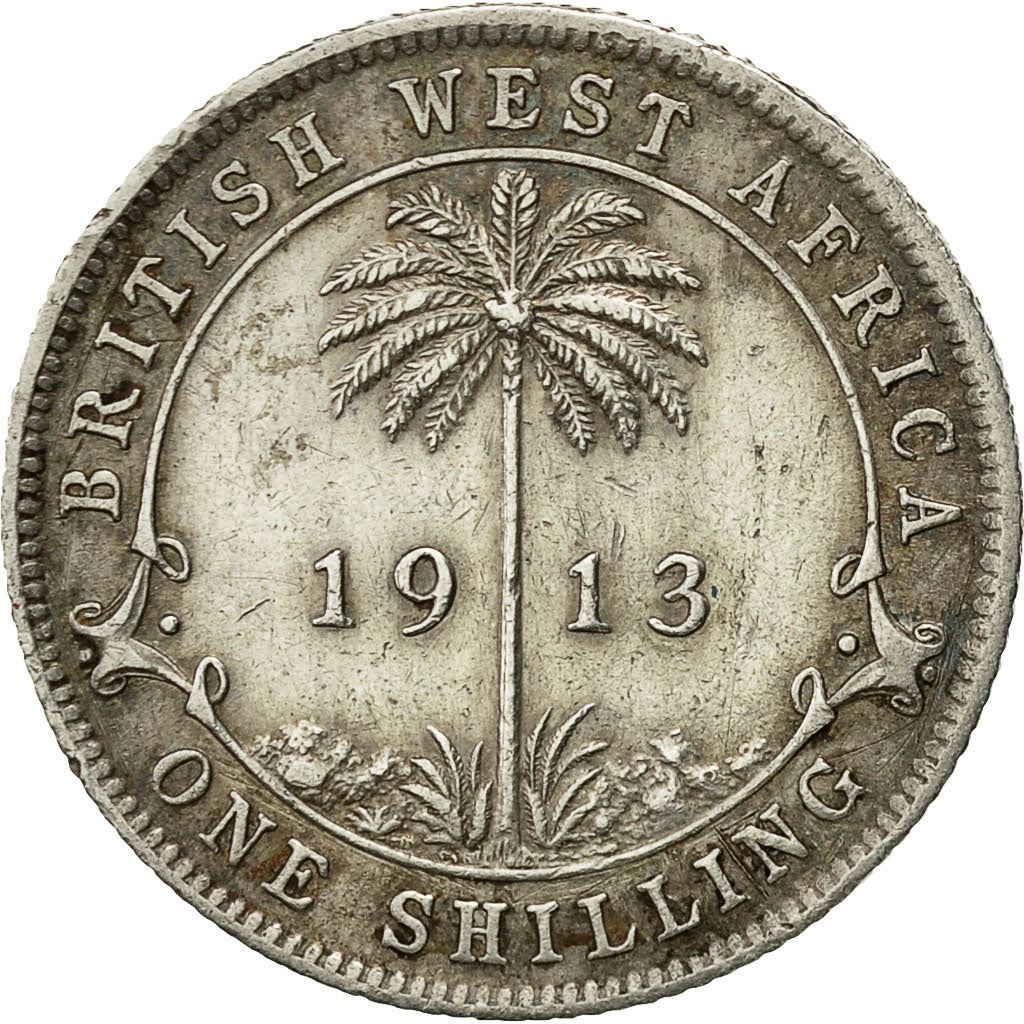 British West Africa | 1 Shilling Coin | Palm Tree | George V | Km:12 | 1913 - 1920