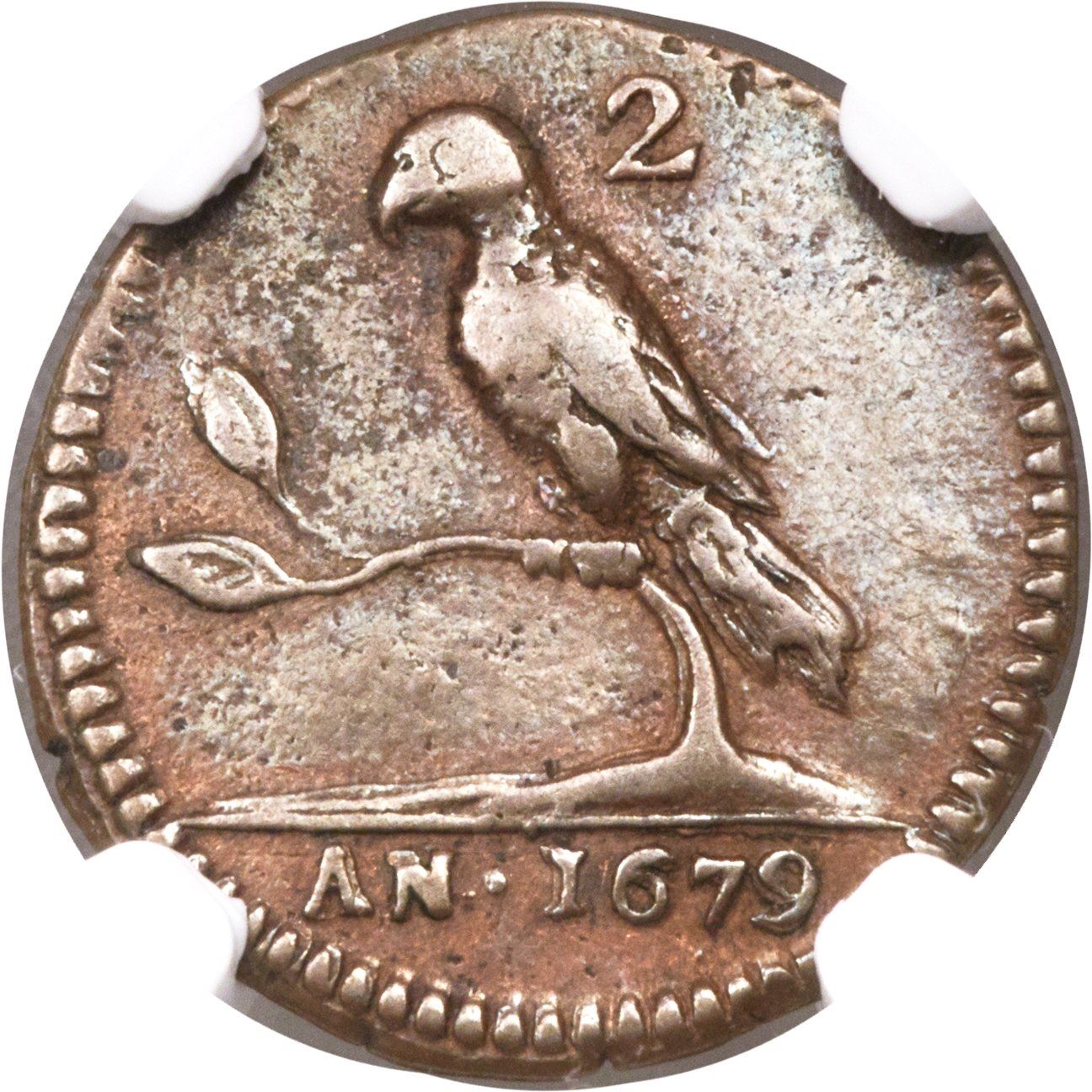 Suriname 2 Duiten Coin | Uniface | Parrot | Plain | KM4 | 1679