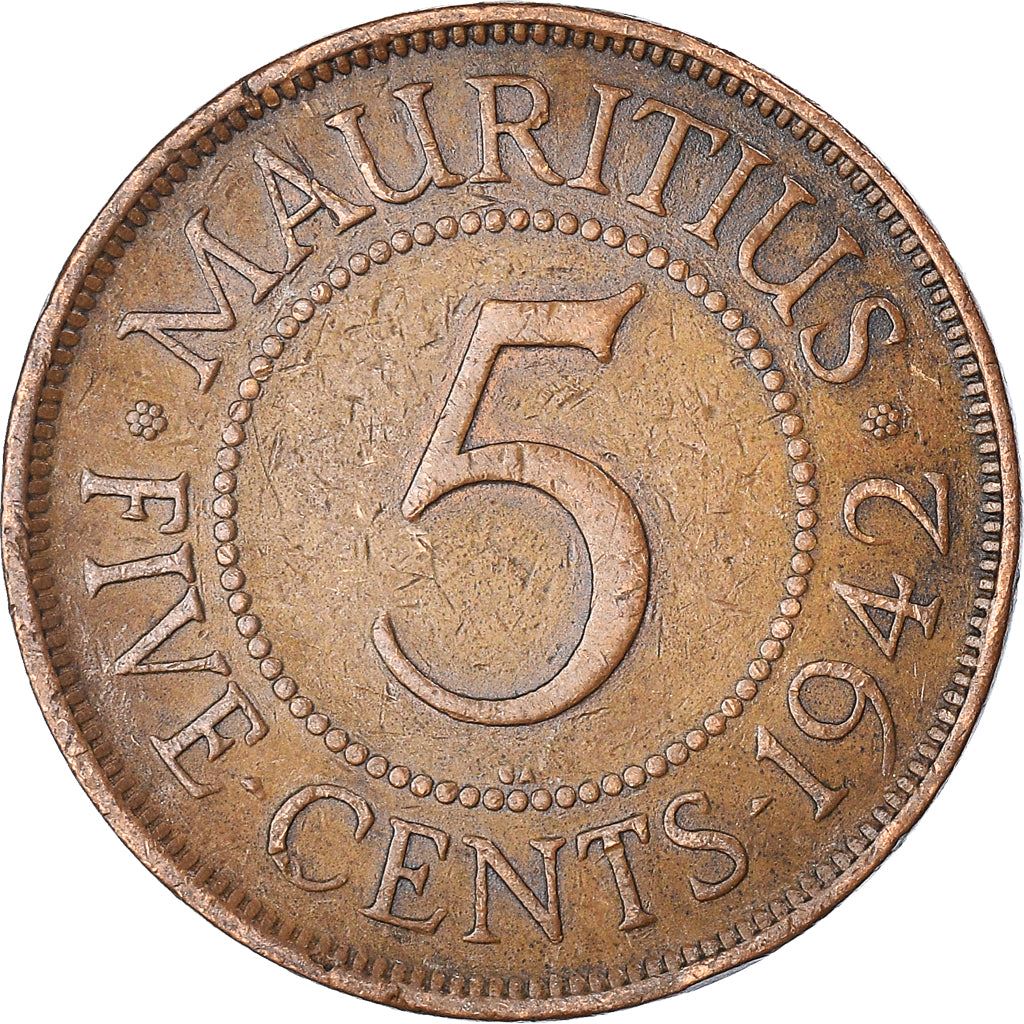 Mauritius | 5 Cents Coin | George VI | Km:20 | 1942 - 1945