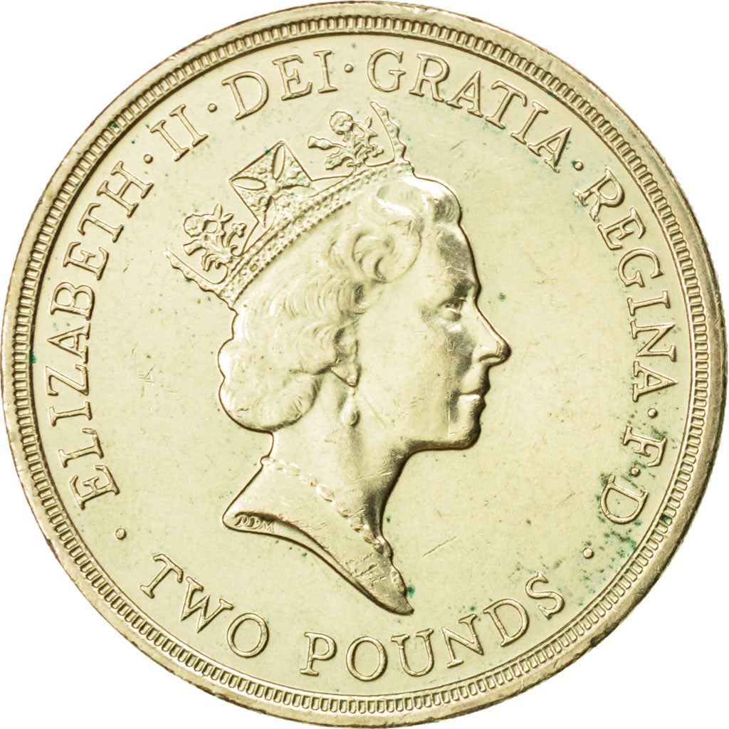 United Kingdom 2 Pounds Coin | Britain | Queen Elizabeth II 3rd portrait | Bill of Rights | 1989