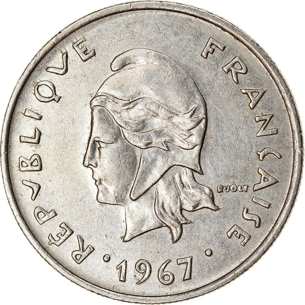 New Hebrides | 10 Francs Coin | Marianne | Native Mask | Snails | Km:2.1 | 1967 - 1970
