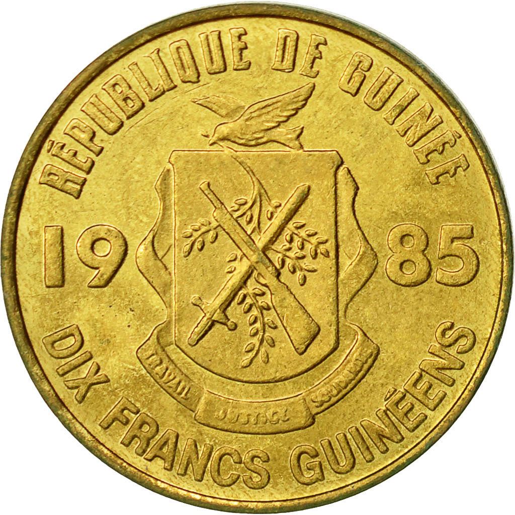 Guinea | 10 Francs Guineens Coin | Palm leaf | Km:52 | 1985
