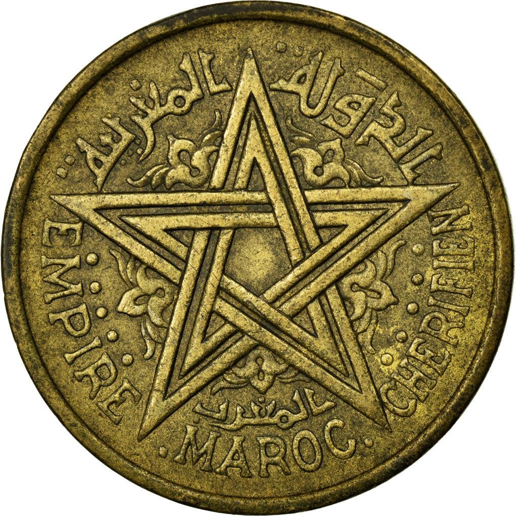 Morocco | 2 Francs Coin | Sharifian Sultanate | Sultan Mohammed V | Pentagram | Y:42 | 1945