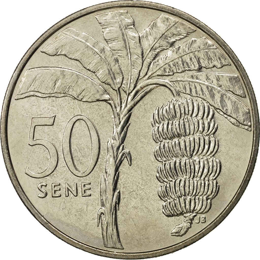Samoa | Moneda de 50 Sene | Malietoa Tanumafili II | Árbol de plátano | KM:17 | 1974 - 2000