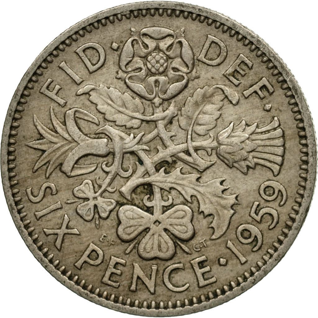 United Kingdom 6 Pence | 100 Coins | Elizabeth II 1st Portrait | 1954 - 1970
