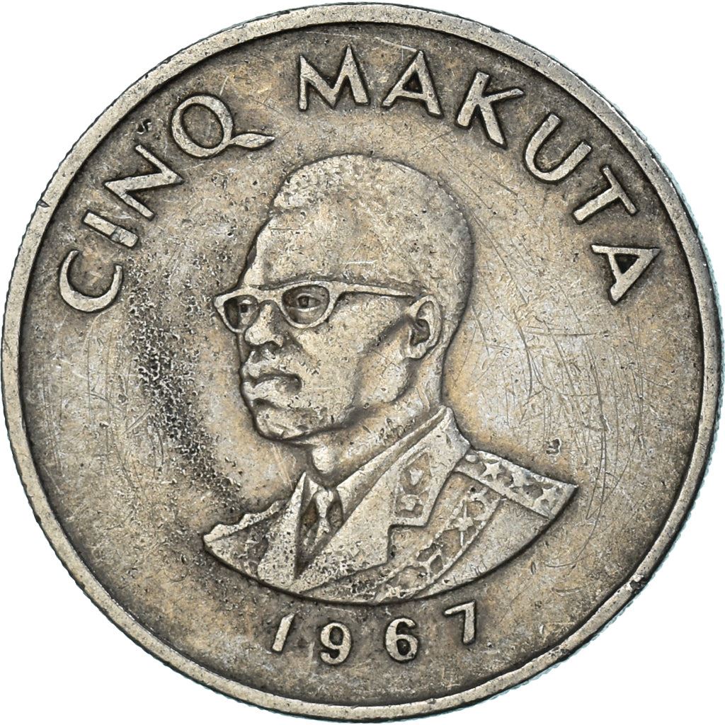 Congo-Leopoldville | 5 Makuta Coin | Mobutu Sese Seko | Km:9 | 1966 - 1977