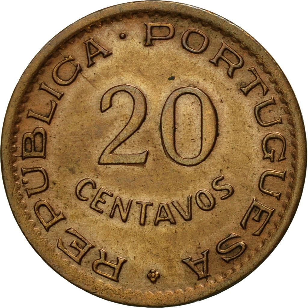 Angola | 20 Centavos Coin | Horse | Elephant | Shield | Km:71 | 1948 - 1949