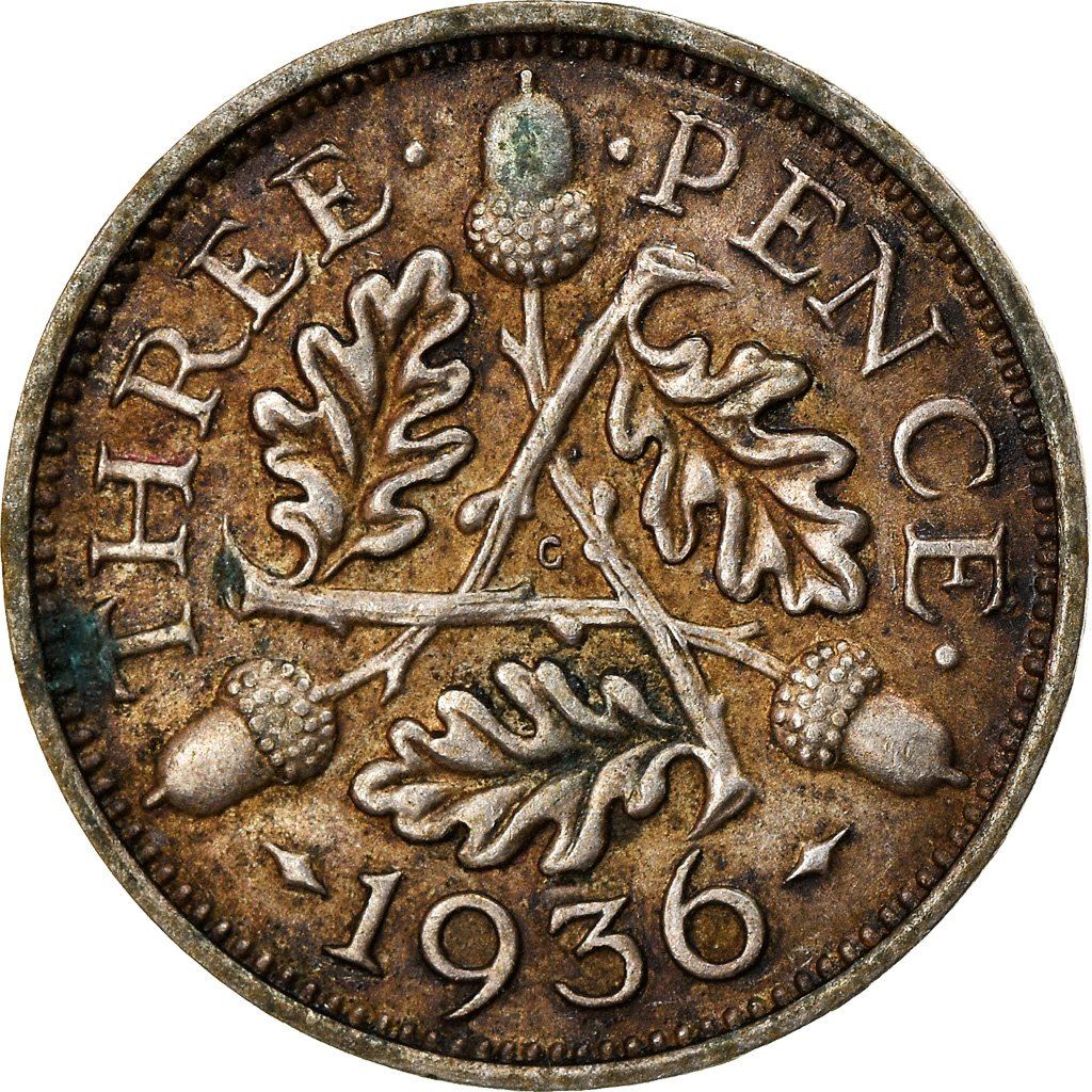 United Kingdom | 3 Pence Coin | George V | KM:831 | 1927 - 1936
