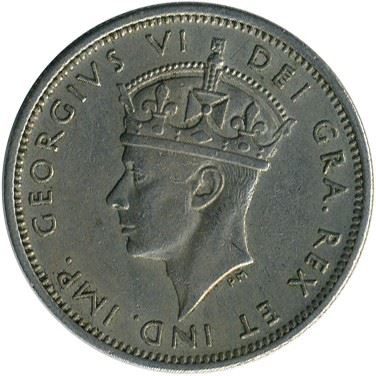 Cyprus 1 Shilling Coin | King George V | Heraldic Lions | KM27 | 1947