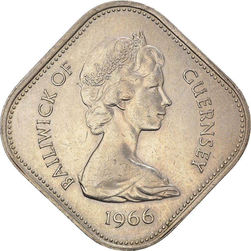 Guernsey 10 Shillings Coin | Queen Elizabeth II | King William I | KM19 | 1966