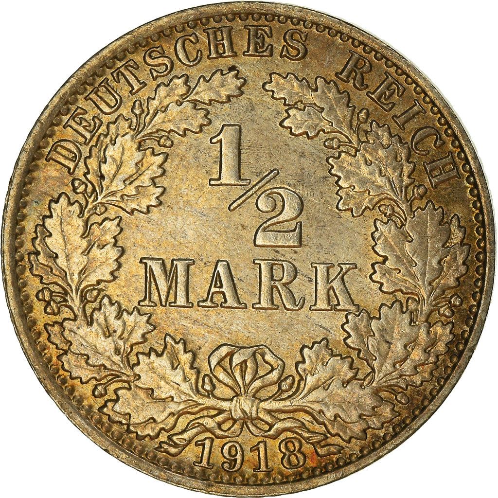 German Empire 1/2 Mark Coin | Deutsches Reich | Wilhelm II | Type 2 | KM17 | 1905 - 1919