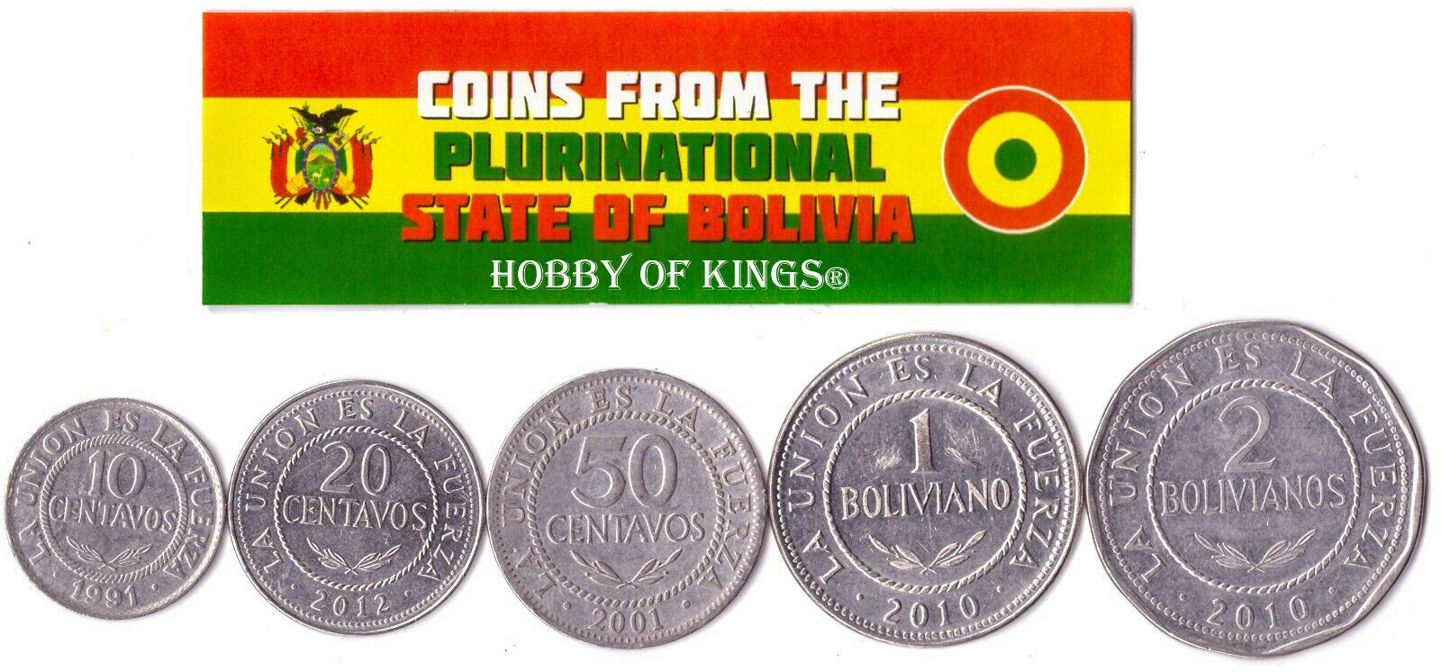 5 Mixed Coins From Bolivia | 1987 - 2017
