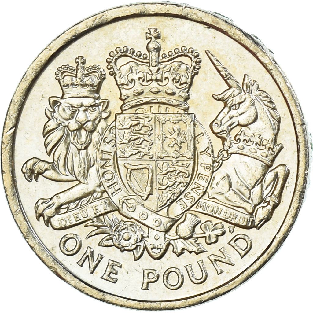 United Kingdom 1 Pound Coin | Elizabeth II 5th portrait | Royal Arms | 2015