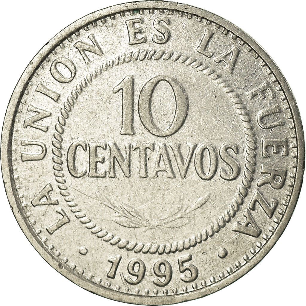 Bolivia | 10 Centavos | Stainless steel | Coat of Arms | KM:202 | 1987-1997