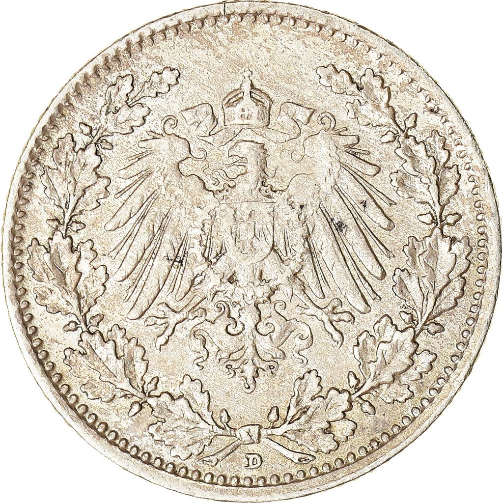 German Empire 1/2 Mark Coin | Deutsches Reich | Wilhelm II | Type 2 | KM17 | 1905 - 1919