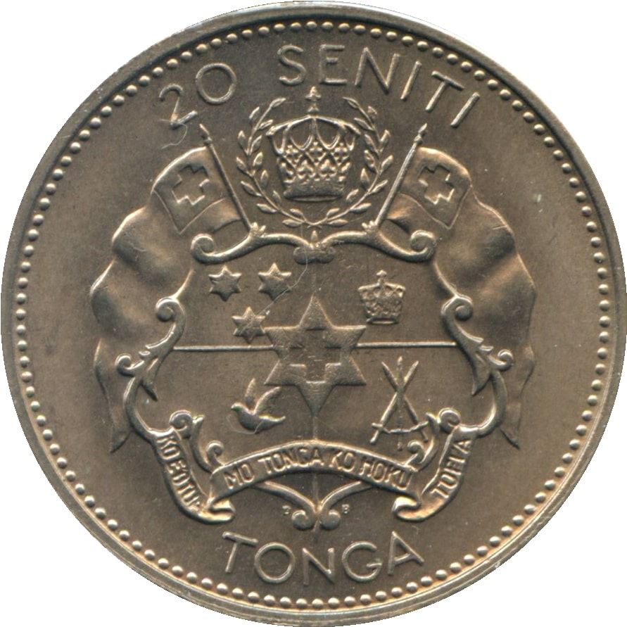 Tonga 20 Seniti Coin | Taufa'ahau Toupou IV | KM13 | 1967