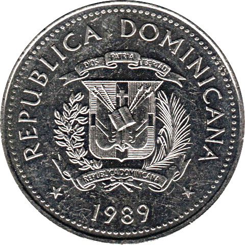 Dominican Republic 1/2 Peso Coin | Columbus Lighthouse | KM73 | 1989 - 1990