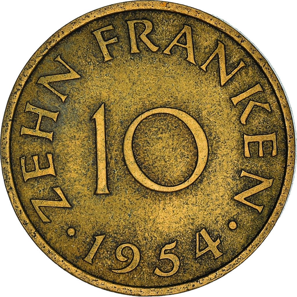 Saar | 10 Franken Coin | Industrial scene | Km:1 | 1954