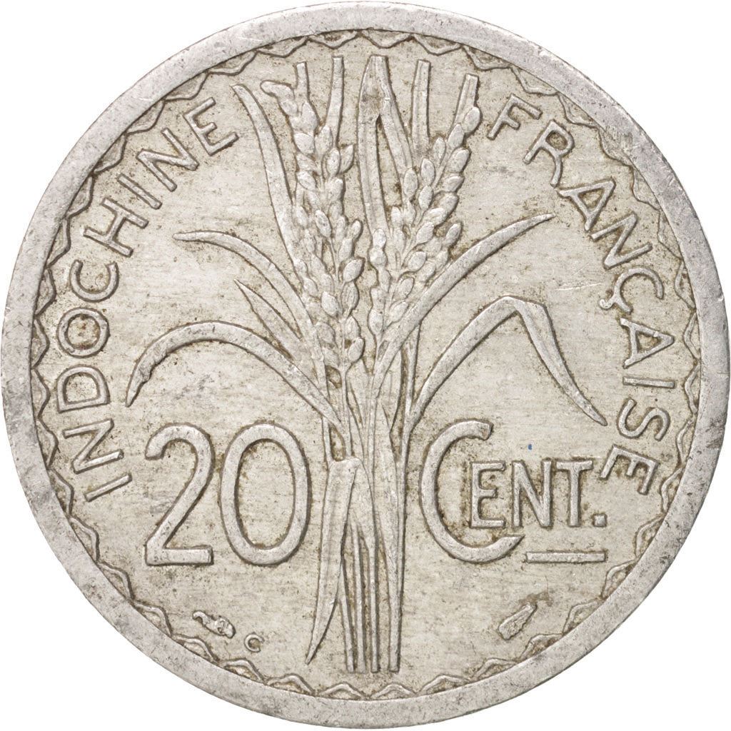 French Indochina | 20 Cents Coin | Rice plant | Km:29 | 1945