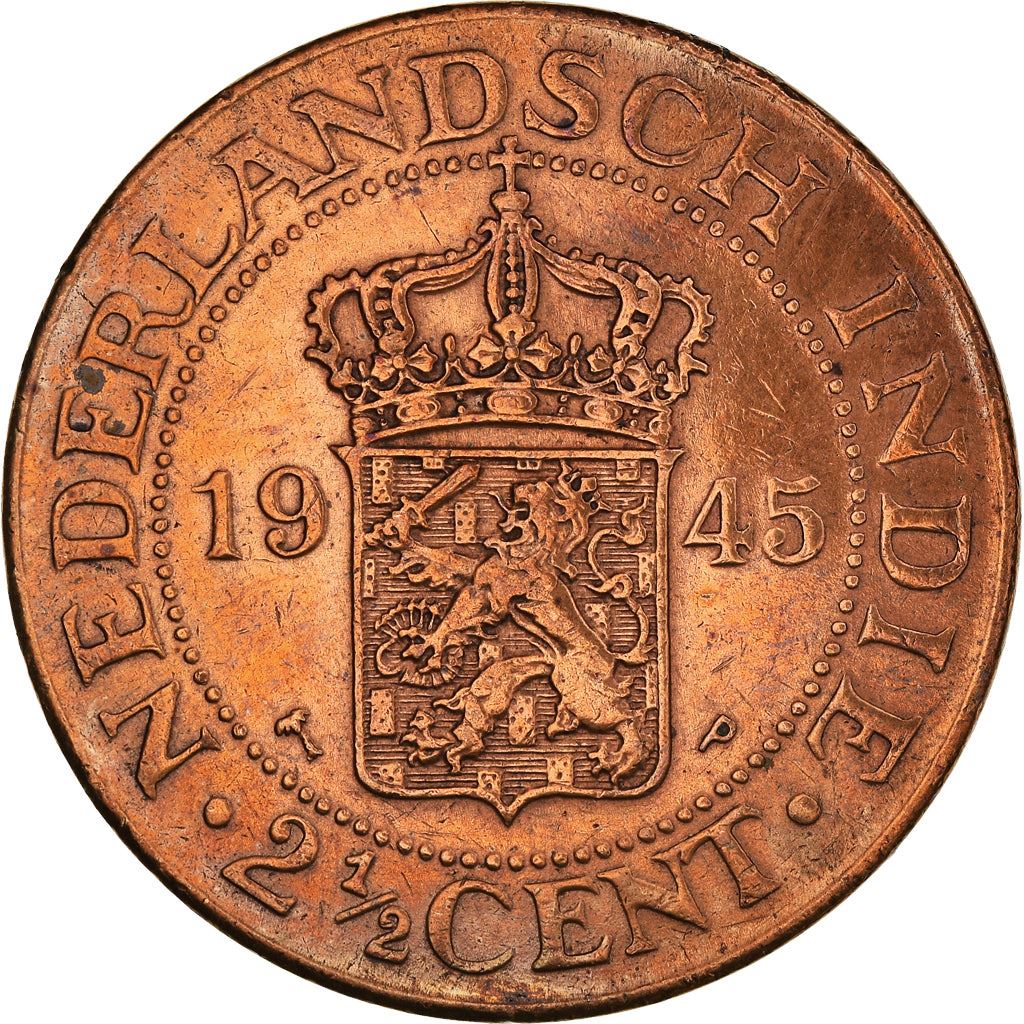 Netherlands East Indies | 2.5 Cents Coin | Dutch arms | Km:316 | 1914 - 1945