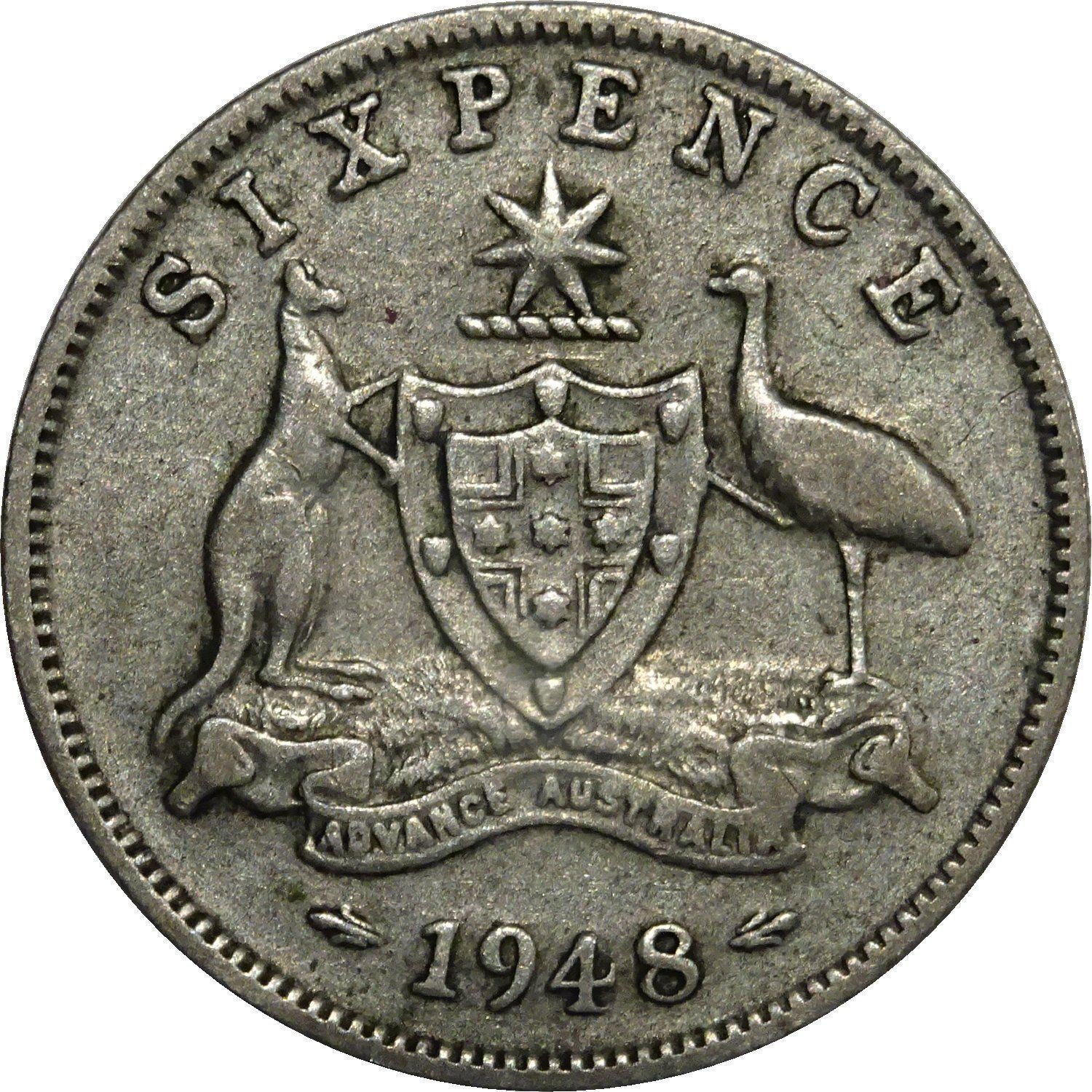 Australia | 6 Pence Coin | George VI | Km:38A | 1946 - 1948