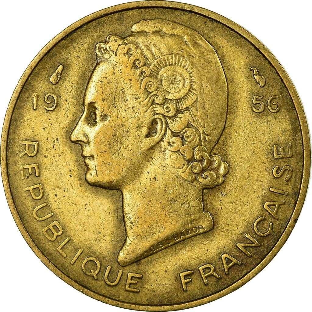 French West Africa | 10 Francs Coin | Marianne | Gazelle | Maize | Km:6 | 1956