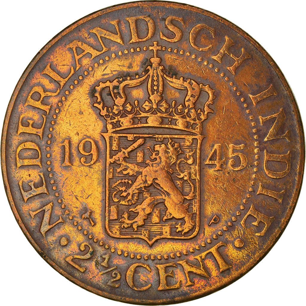 Netherlands East Indies | 2.5 Cents Coin | Dutch arms | Km:316 | 1914 - 1945
