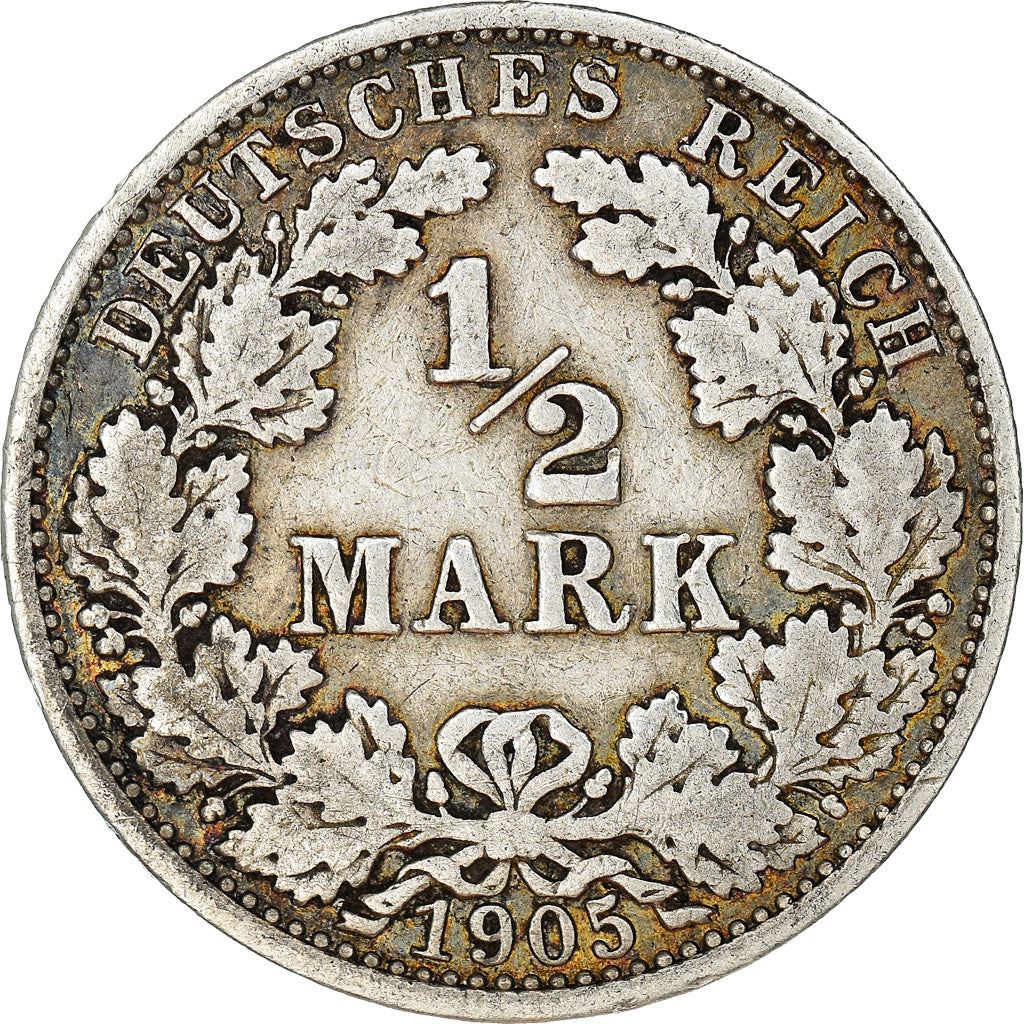 German Empire 1/2 Mark Coin | Deutsches Reich | Wilhelm II | Type 2 | KM17 | 1905 - 1919