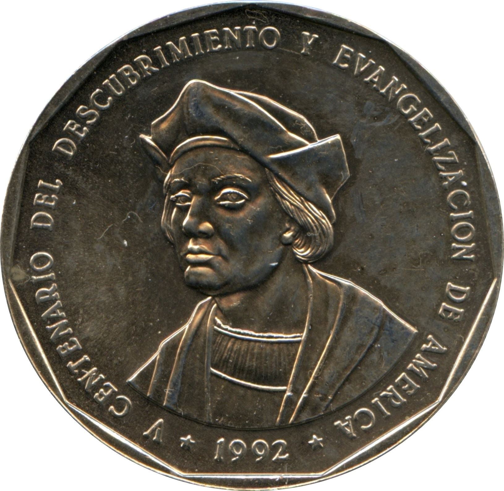 Dominican Republic 1 Peso Coin | Christopher Columbus | KM82 | 1992