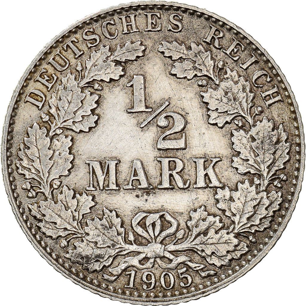 German Empire 1/2 Mark Coin | Deutsches Reich | Wilhelm II | Type 2 | KM17 | 1905 - 1919