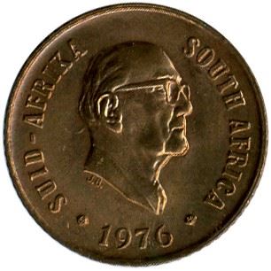 South Africa 1 Cent Coin | Jacobus Johannes Fouche | KM91 | 1976