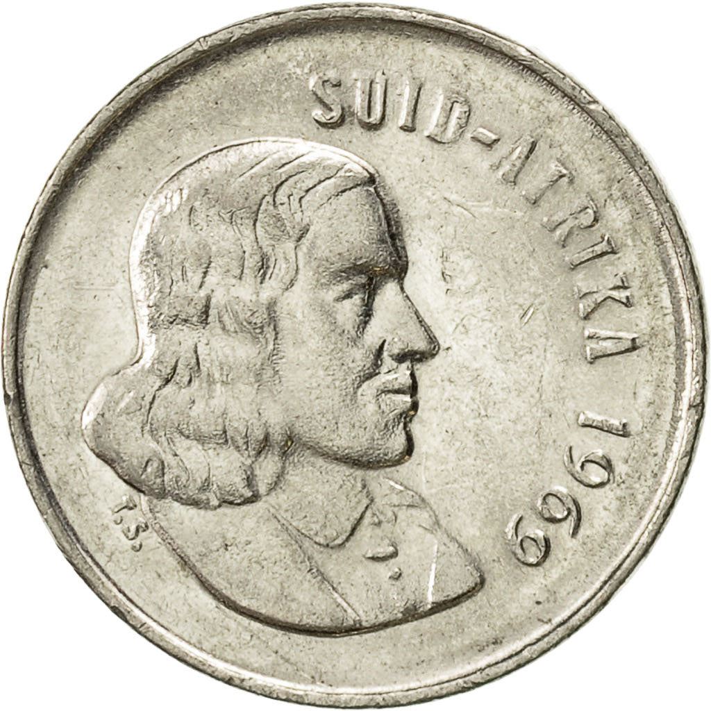 South Africa 5 Cents Coin | Afrikaans Legend - SUID-AFRIKA | KM67.2 | 1965 - 1969