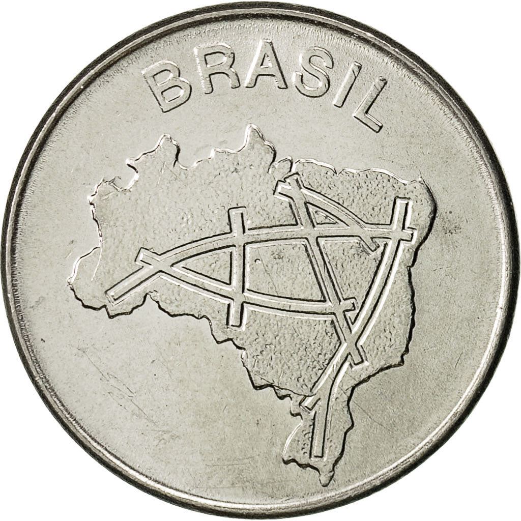 Brasiliansk 10 Cruzeiros Mønt | KM592.1 | Brasiliens hovedvejskort | 1980 - 1984
