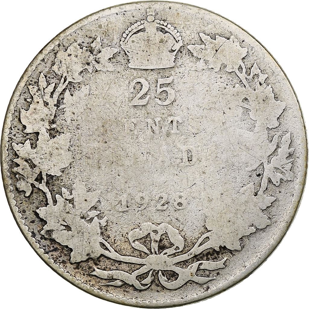 Canada | 25 Cents Coin | Silver | Crown | Wreath | KM:24a | 1920-1936