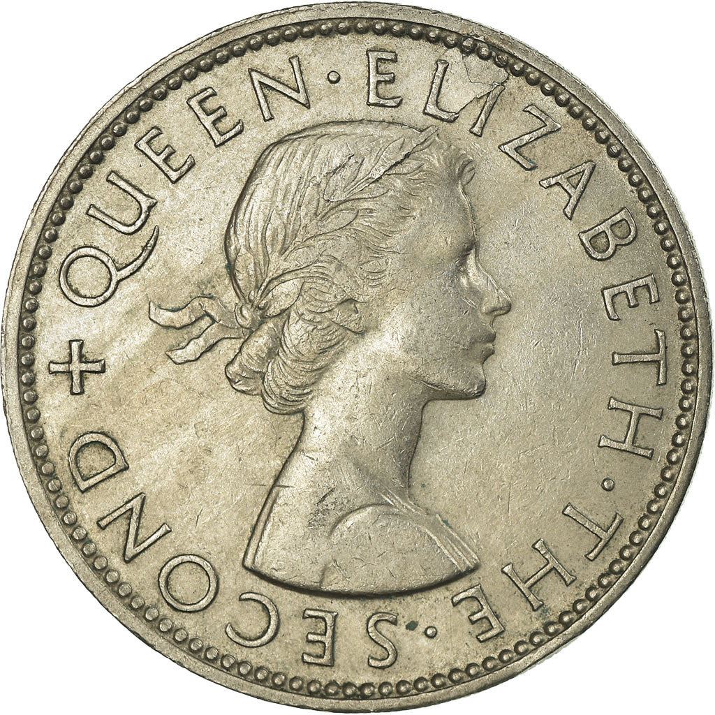 Moneta New Zealander 1 Florin | Królowa Elżbieta II | Ptak Kiwi | KM28 | 1953 - 1965
