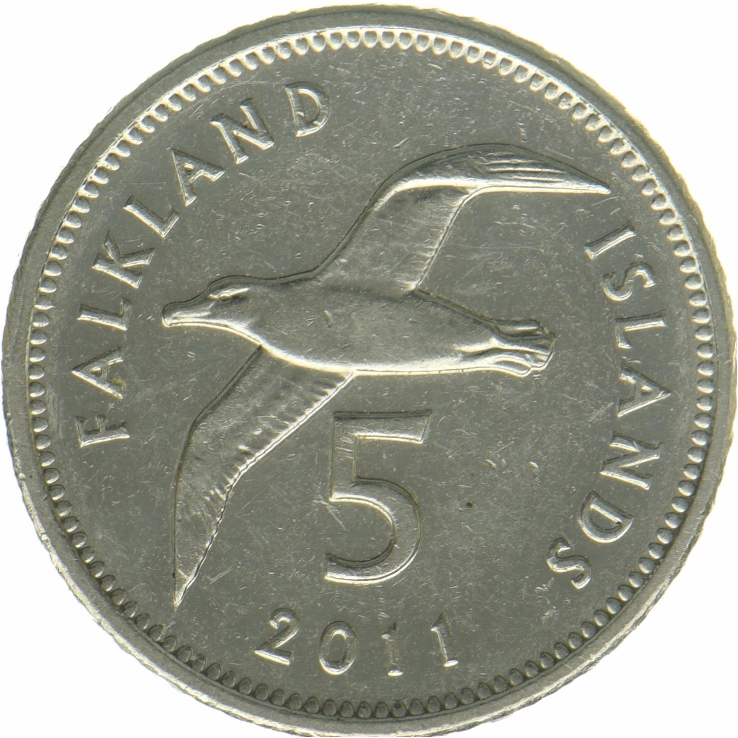 Falkland Islands | 5 Pence Coin | Blackbrowed albatross | 2011