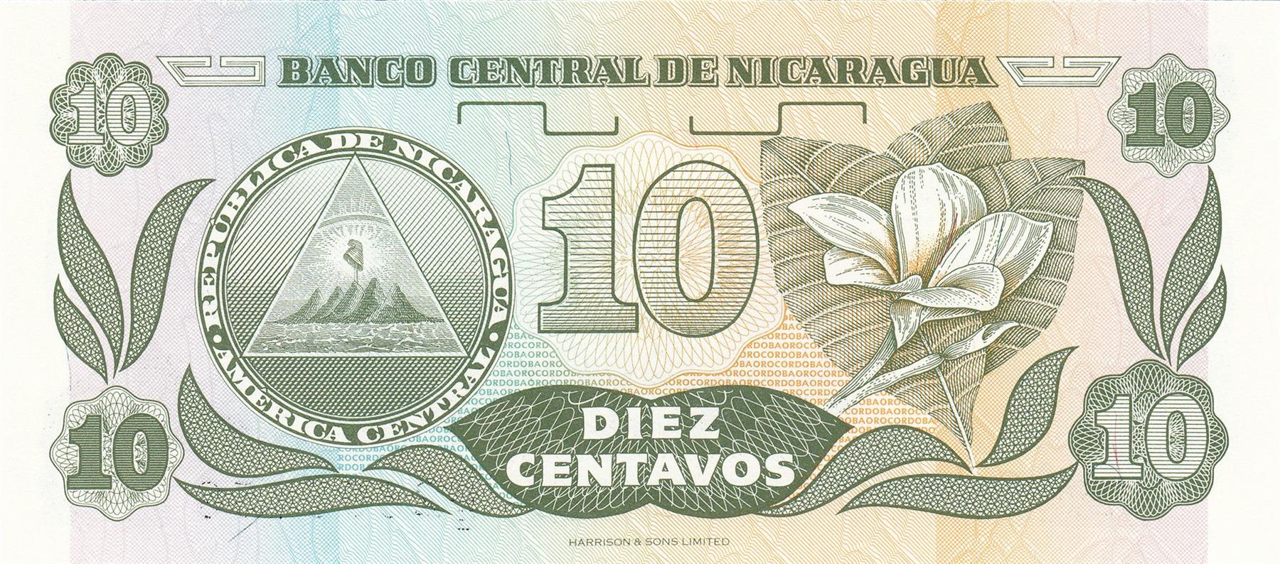 Nicaragua | 10 Centavos Banknote | 1991 | Francisco Hernandez de Cordoba | Sacuanjoche