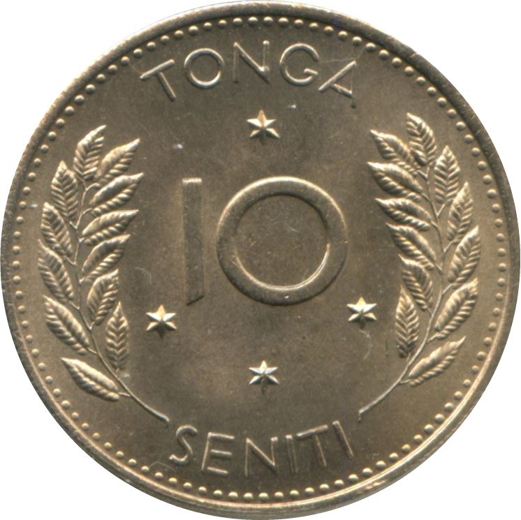 Tonga | Moneda de 10 Seniti | Rey Tupou IV | Rama | KM:30 | 1968 - 1974