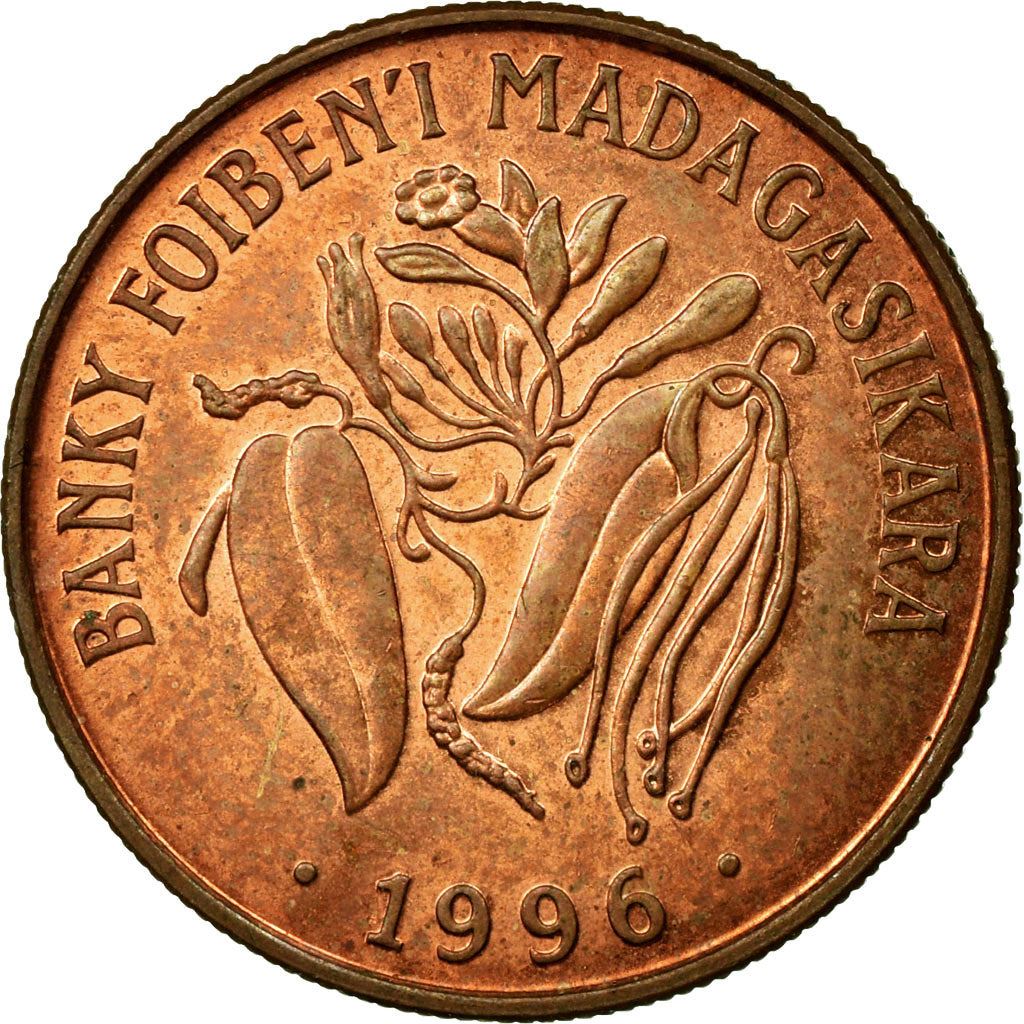 Madagascar | 10 Francs / 2 Ariary Coin | Vanilla | Zebu | Km:22 | 1996