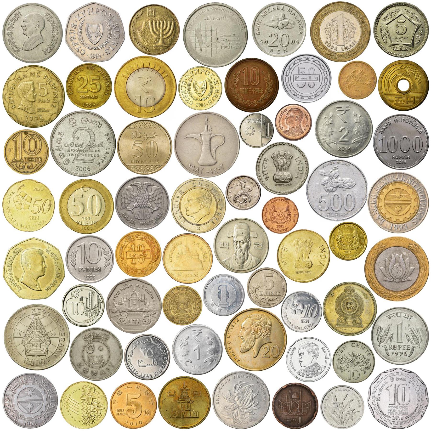 Asian Coin Mix - 5, 10, 20, 30, 50, 100 Different Coins - Real Currency from Japan, China, India & More - Wildlife, Temples, Scripts & Symbols - Collector’s World Set