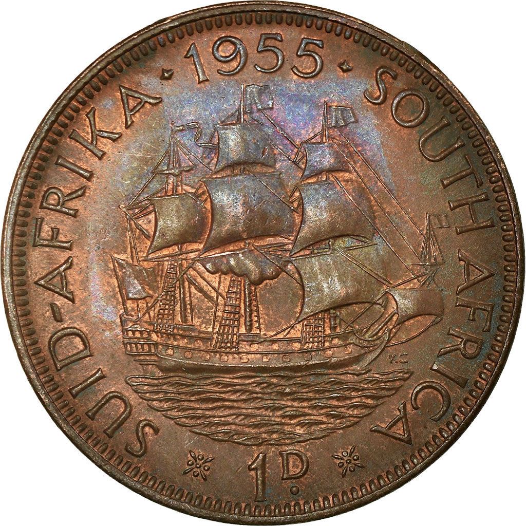 South Africa 1 Penny Coin | Elizabeth II 1st portrait | KM46 | 1953 - 1960