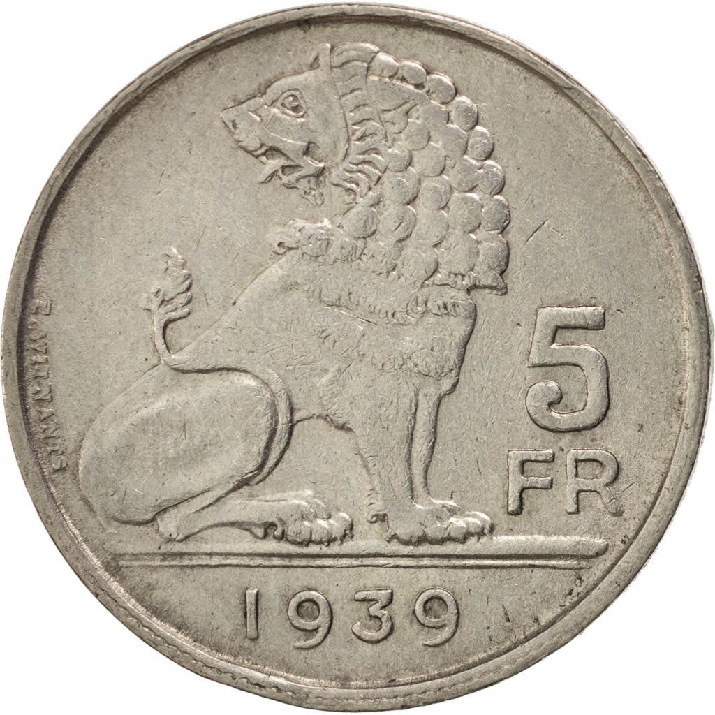 Belgija | 5 frankų moneta | Liūtas | Km:117 | 1938 - 1939