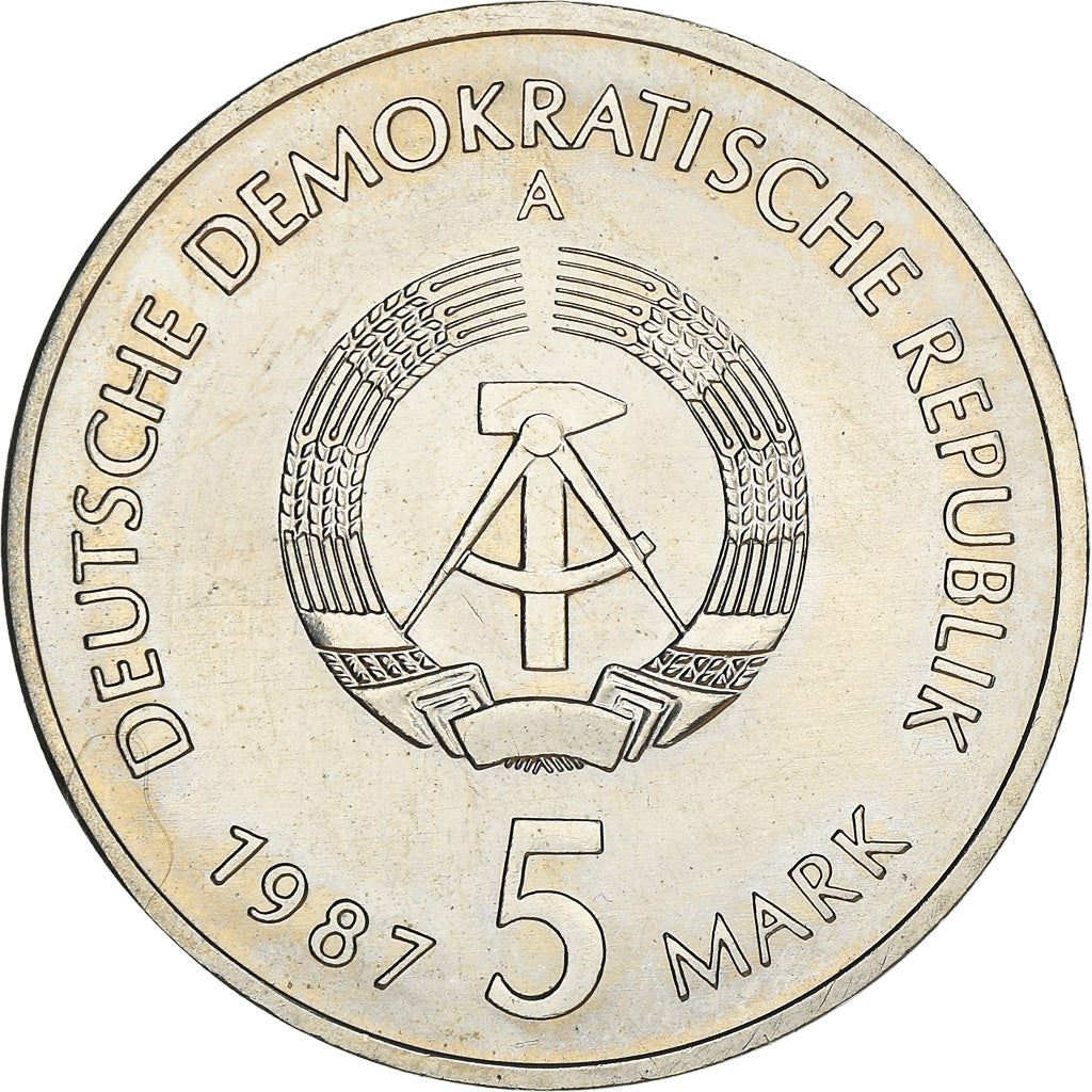 German Democratic Republic 5 Mark Coin | Nikolaiviertel | KM114 | 1987