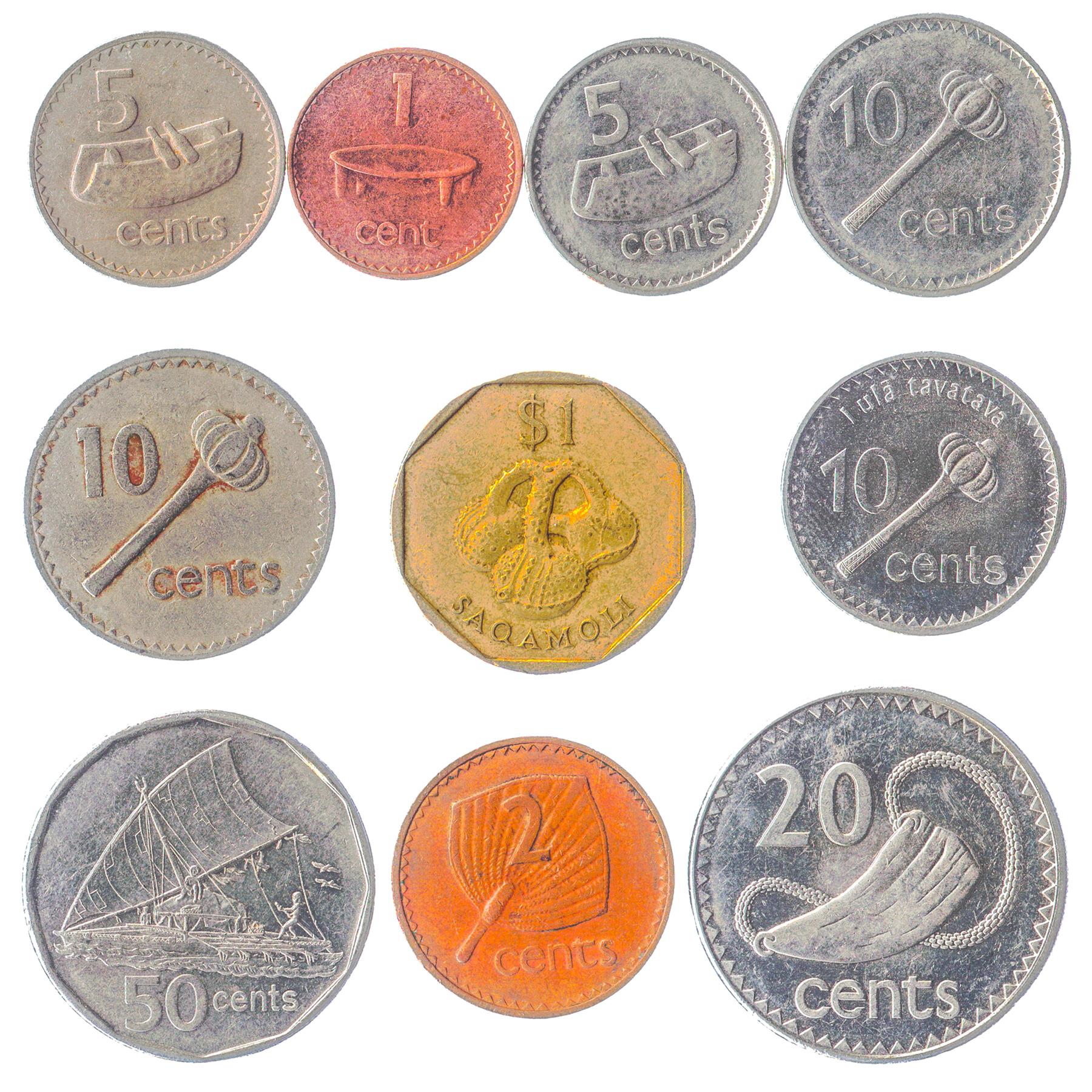 Fiji 10 Mixed Coins 1 Dollar | Elizabeth II | 1969 - 2020