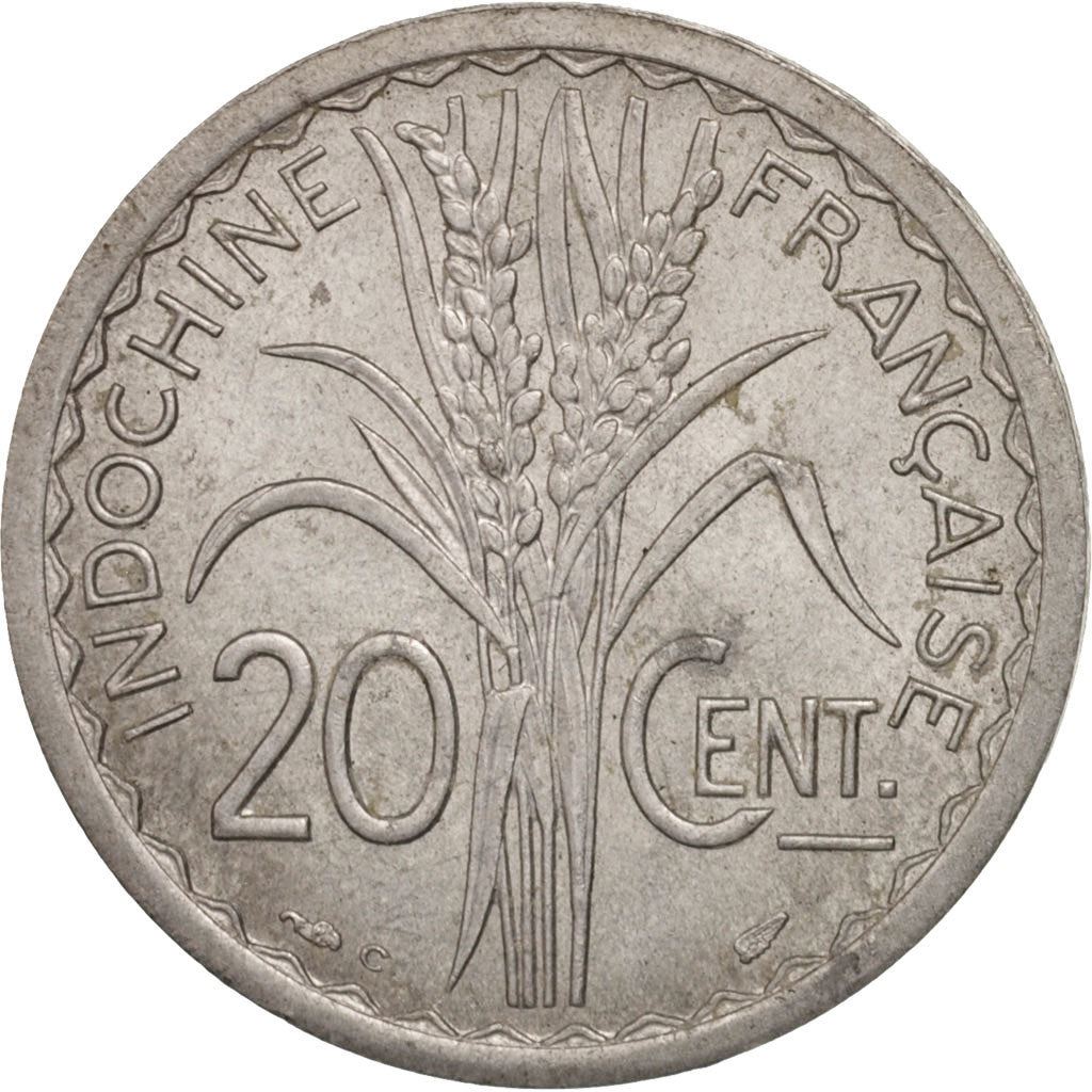 French Indochina | 20 Cents Coin | Rice plant | Km:29 | 1945