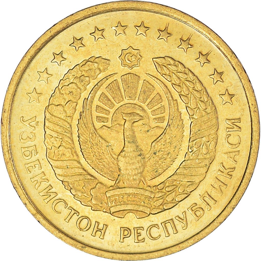 Uzbekistan | 1 Tiyin Coin | Stars | Cotton | Wheat | Sun | Huma Bird | Km:1.1 | 1994