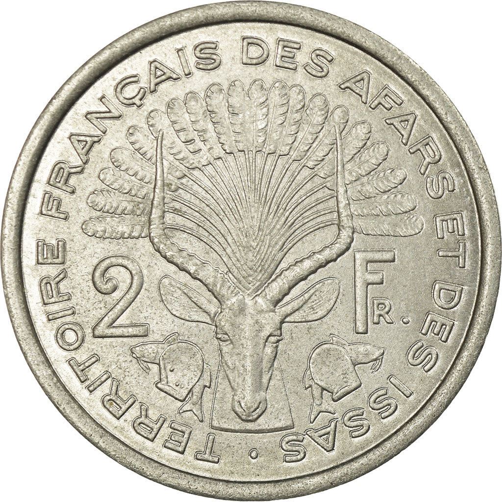 Afars and Issas | 2 Francs Coin | Marianne | Lyre Antelope | Km:13 | 1968 - 1975