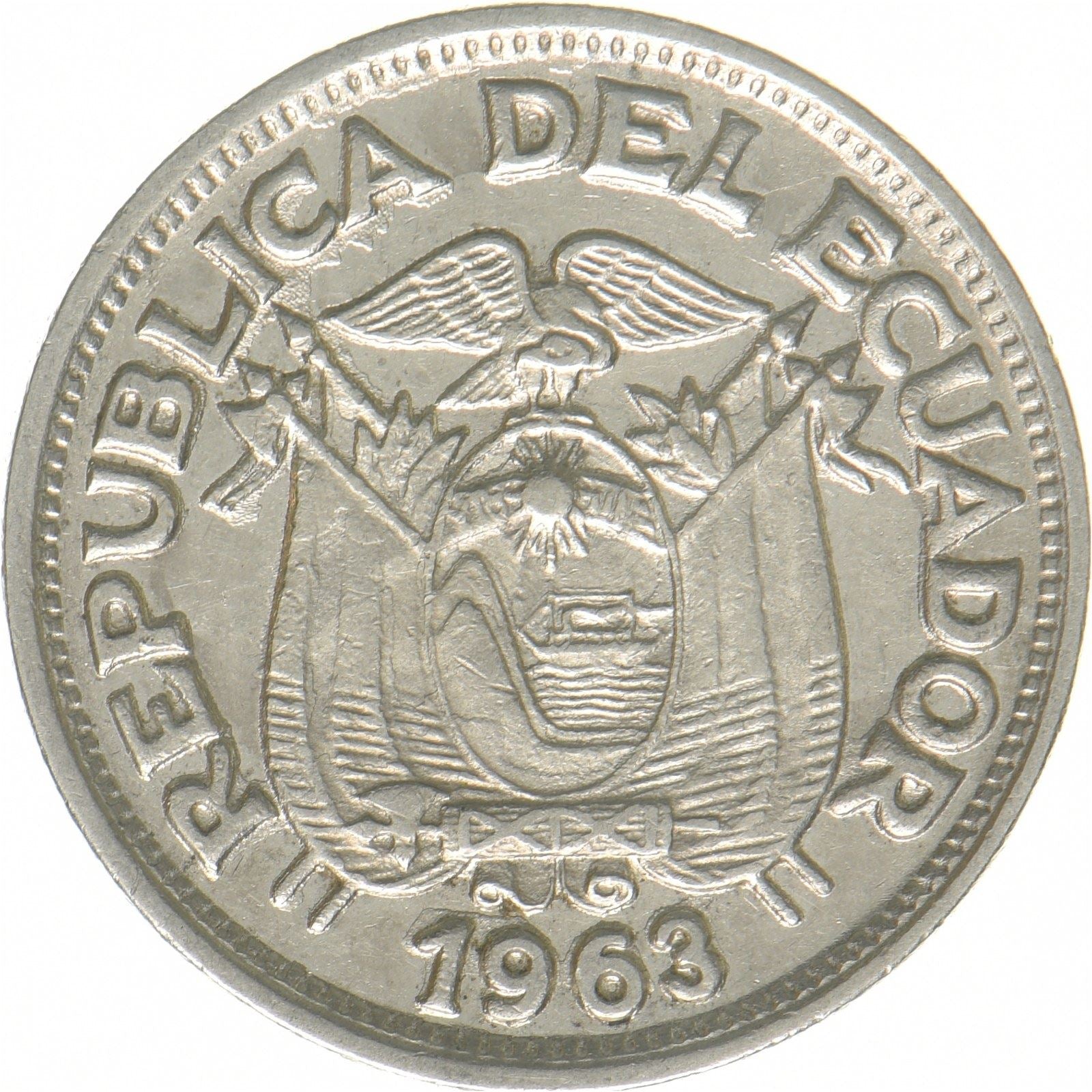 Ecuador | 50 Centavos | Nickel clad steel | Coat of Arms | KM:81 | 1963-1982