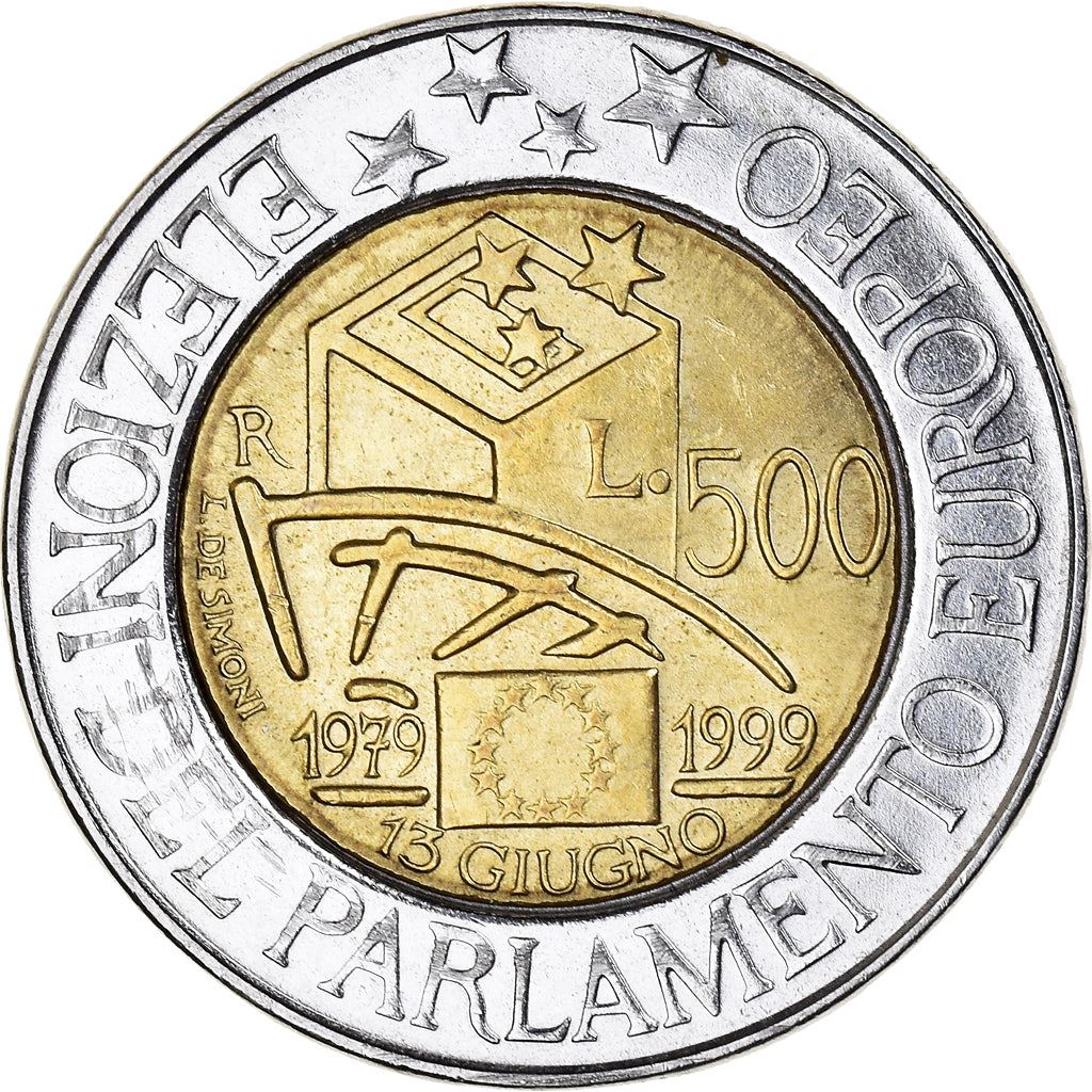 Italy | 500 Lire Coin | Parliament Elections | Km:203 | 1999