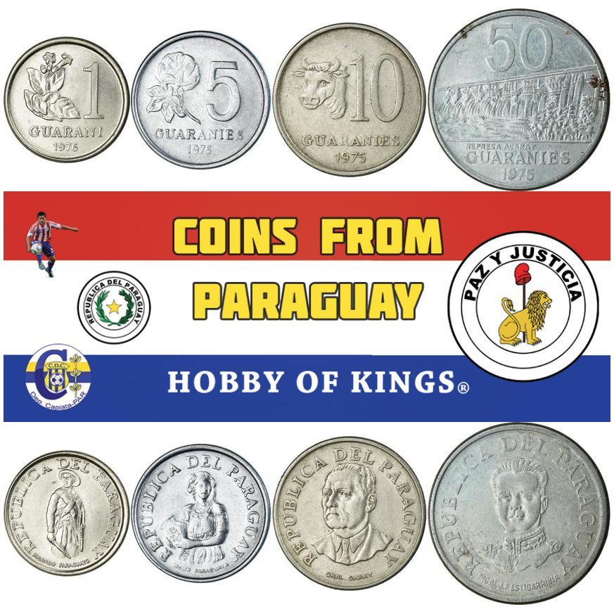 Paraguay | 4 Coin Set | 1 Guarani 5 10 50 Guaranies | 1975 - 1976